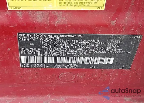 2009 Toyota Rav4 Sport V6 из США, поврежденный, VIN JTMBK32V195076873